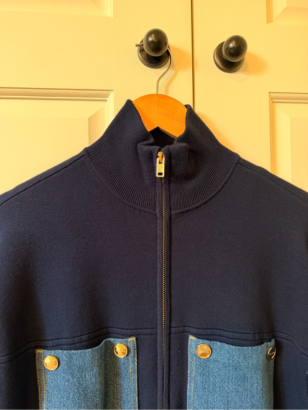 Sandro Paris Denim Pocket Bomber Jacket | Navy | S - Picture 4 of 7